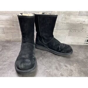Ugg Australia Mayfaire Boots Women 10M Shoes Black Suede  Zipper Tall Shearling
